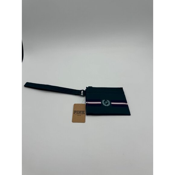 Victoria's Secret PINK Card Zip ID Green with Stripes Wristlet - Picture 2 of 3